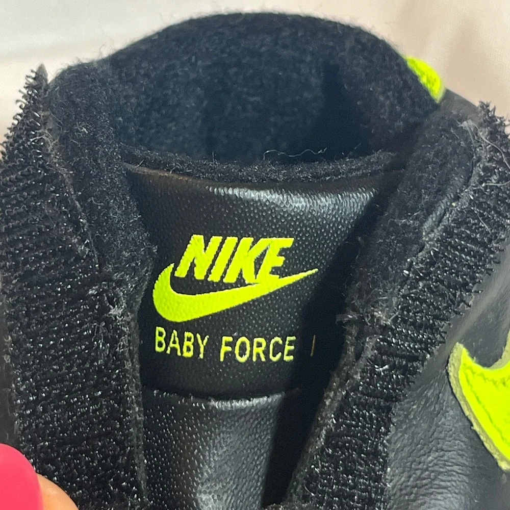 Nike Baby/Walker Black Sneakers with Neon Yellow Swoosh